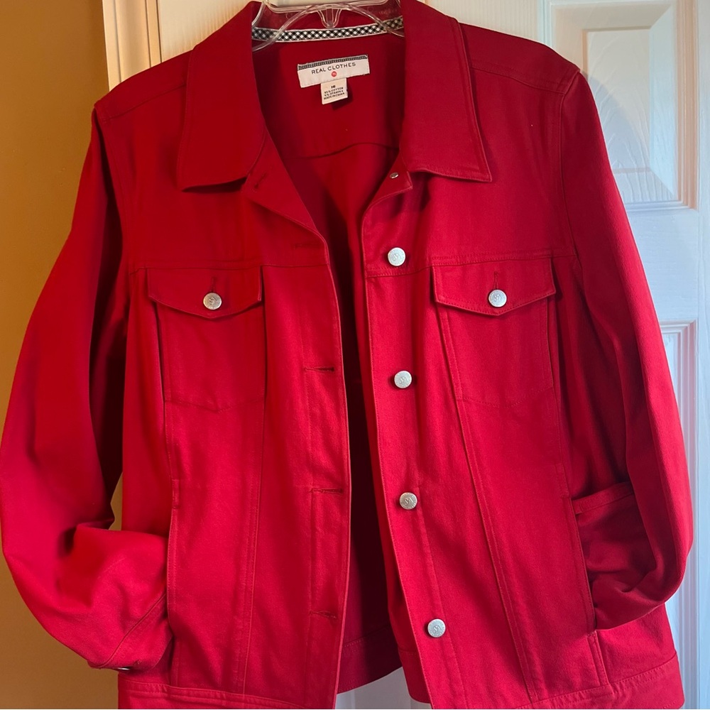 Saks Real Clothes Red Women's Jacket - Classic Button Front Jacket